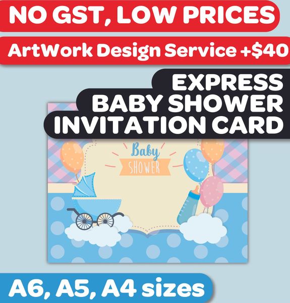 Express Baby Shower Invitation Card Printing Cover Image